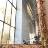 Pink patinated mirror 19th 54x70cm