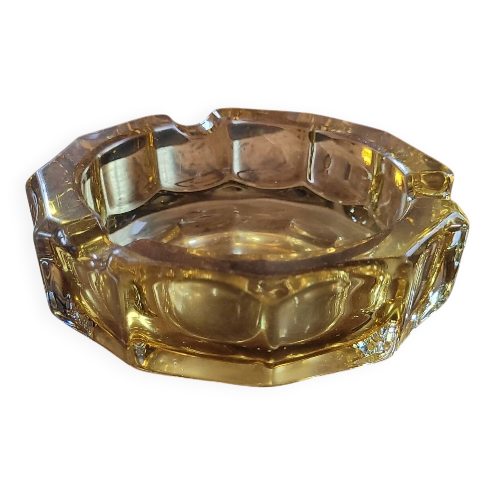 Cendrier en verre ambré – Années 60–70Cendrier en verre ambré – Années