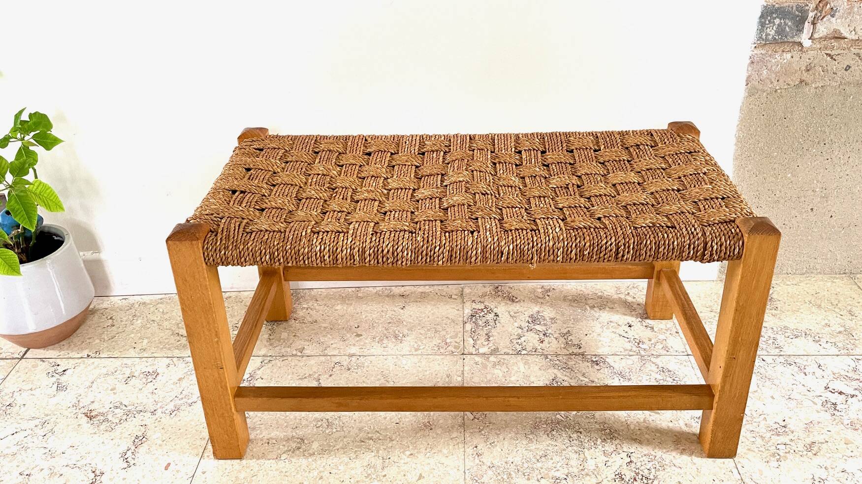 Stool bench wood and rope vintage bohemian spirit