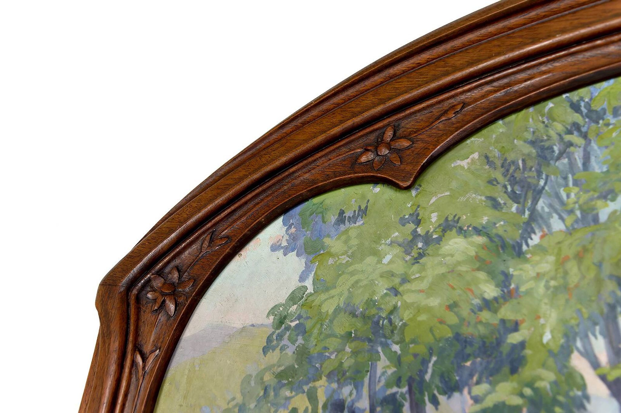 Important Carved Walnut Trumeau Mirror, Art Nouveau, France, Circa 1900