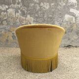 Pair of vintage toad armchairs in golden yellow velvet