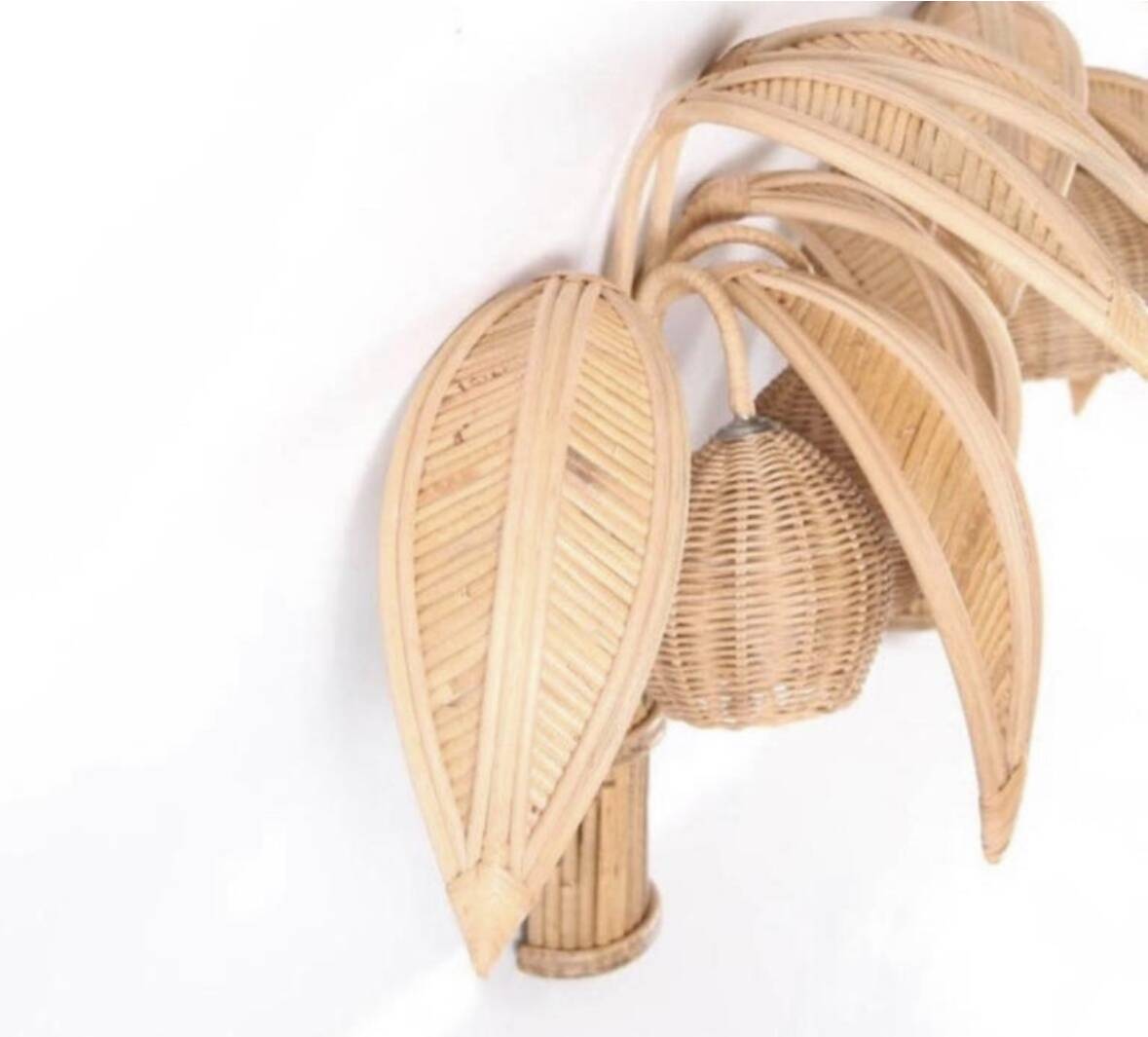 Pair of "coconut/palm" wall lights in rattan