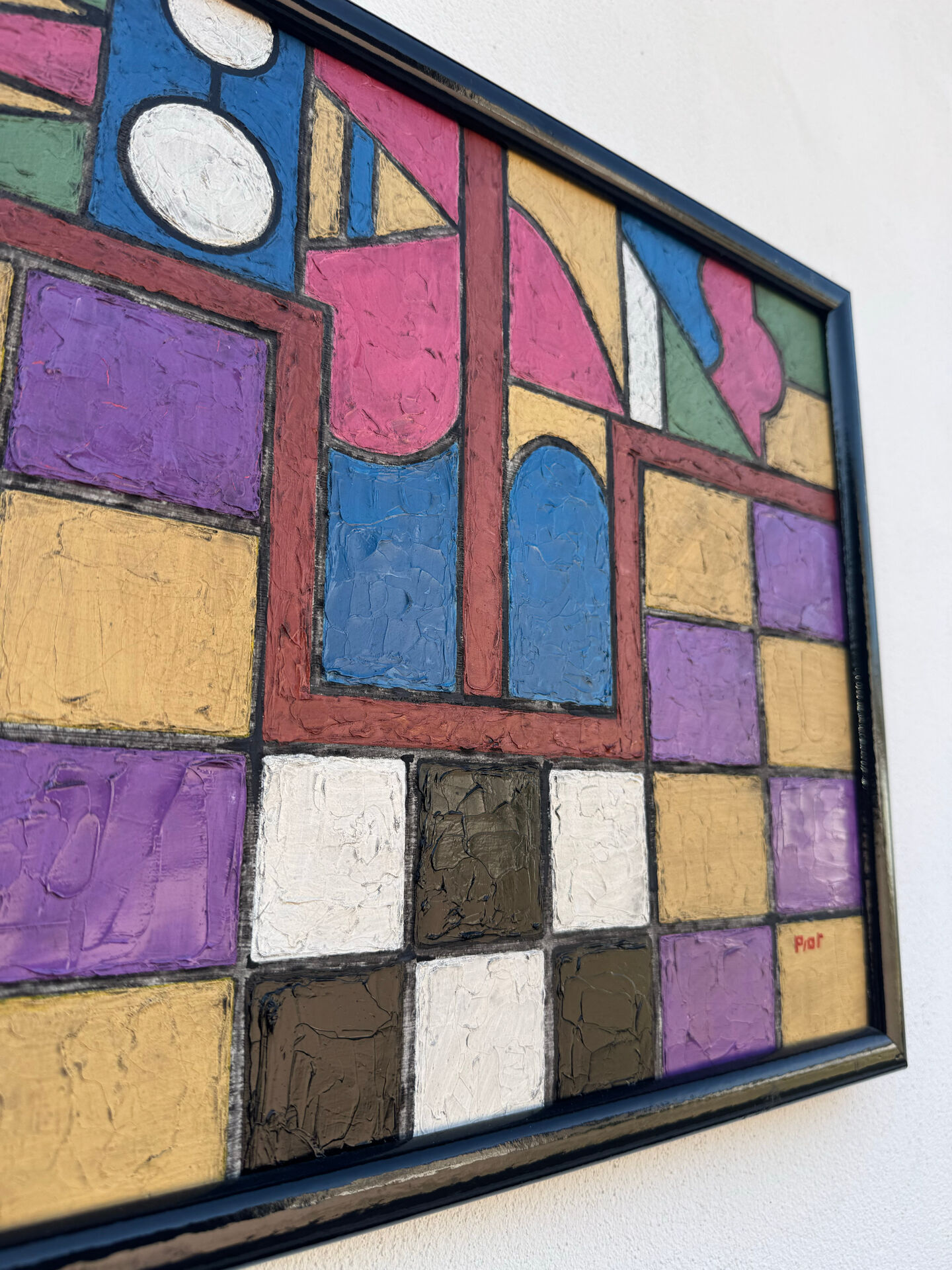 Tableau abstrait géométrique coloré