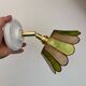 Vintage wall lamp with a green and pink mother-of-pearl lampshade