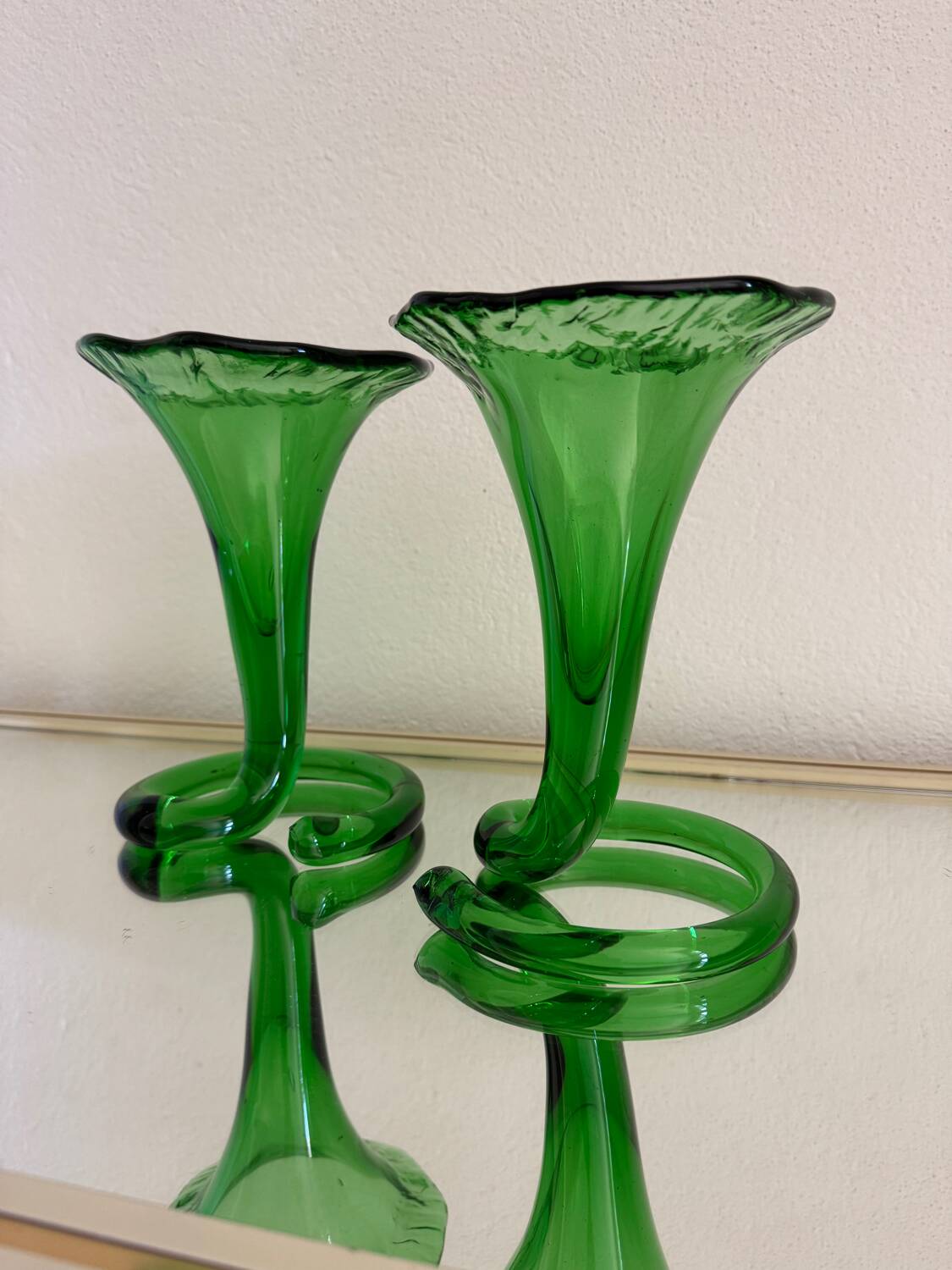 Blown glass cone vases from the 60s