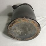 Old ceramic jug with brown enamel inside beige beige 50's