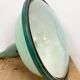 Industrial soviet green enamel pendant light with glass cover, 1960s