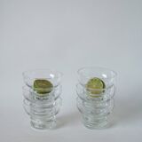 Set of 6 engraved crystal champagne glasses 1960