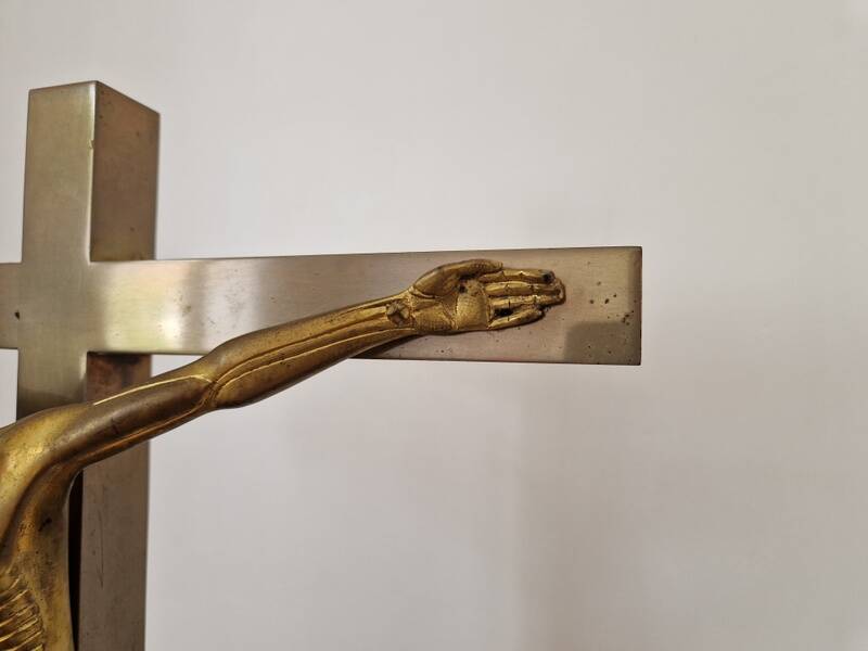 Jean Lambert-Rucki (1888-1967) - Importante sculpture en bronze doré - Christ en croix - Signée