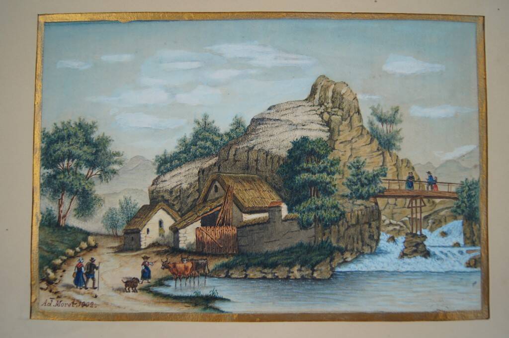 Ad. Moret "Antique Scene" Gouache watercolour signed and dated 1902