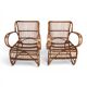 French Pair Vintage Rattan Bamboo Lounge Chairs, 1960