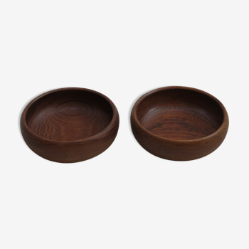 Pair hand crafted galatix teak bowls 1970s