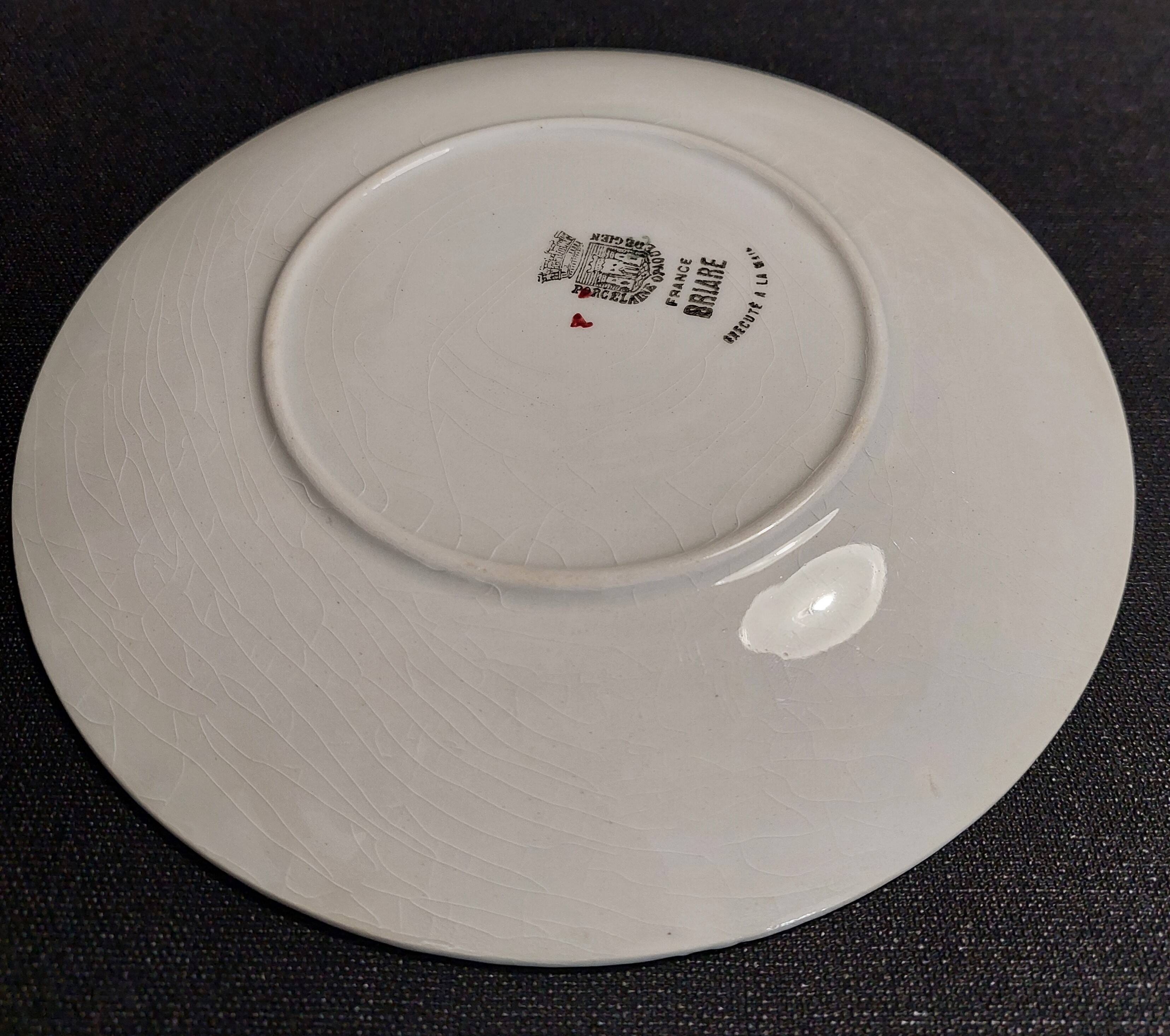 Gien earthenware dessert plate, Briare decor