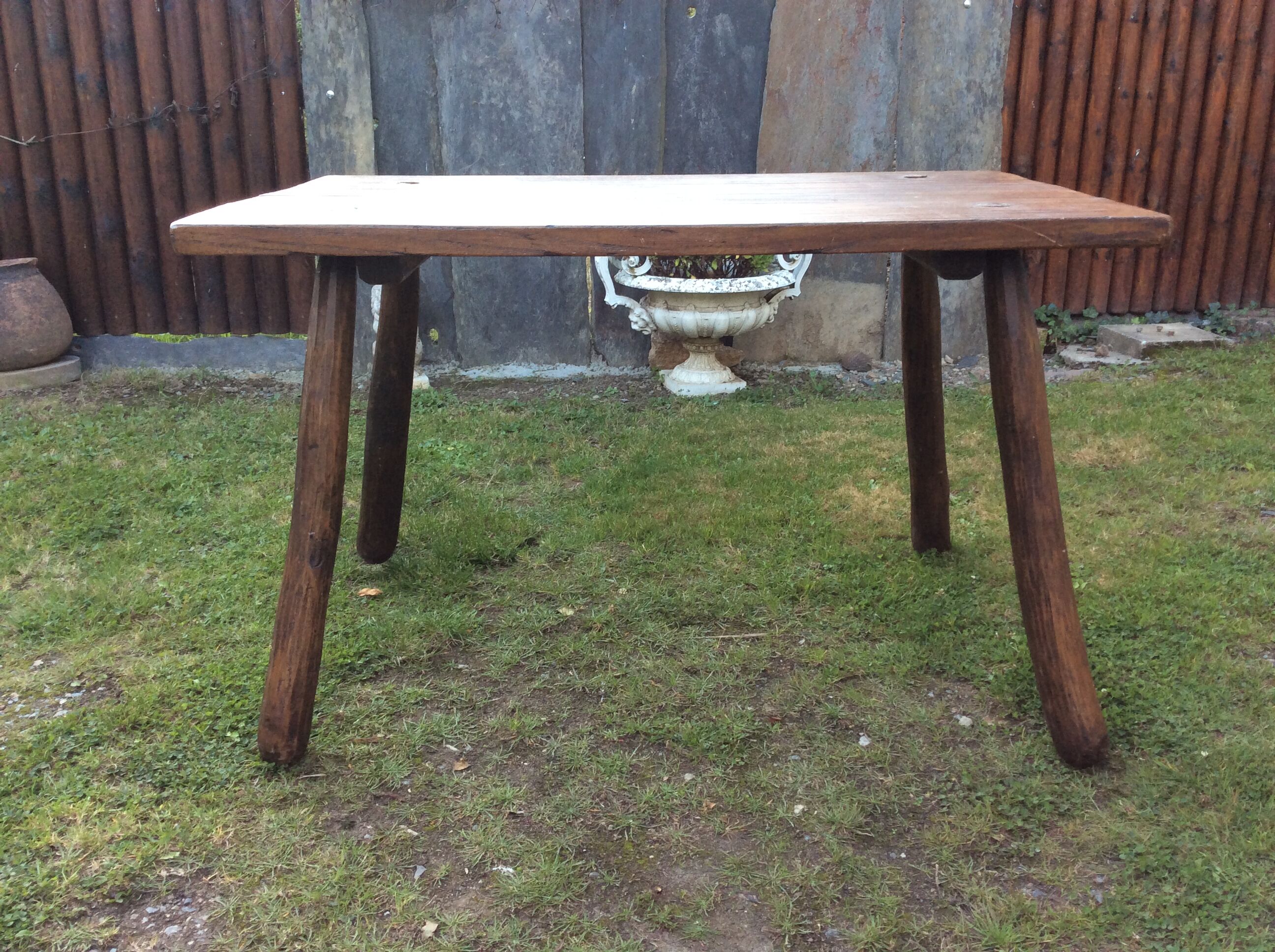 Brutalist vintage table in solid oak