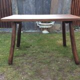 Brutalist vintage table in solid oak