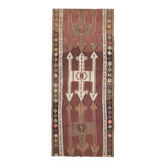Vintage Turkish Oushak handmade wool cotton brown runner rug 168x395