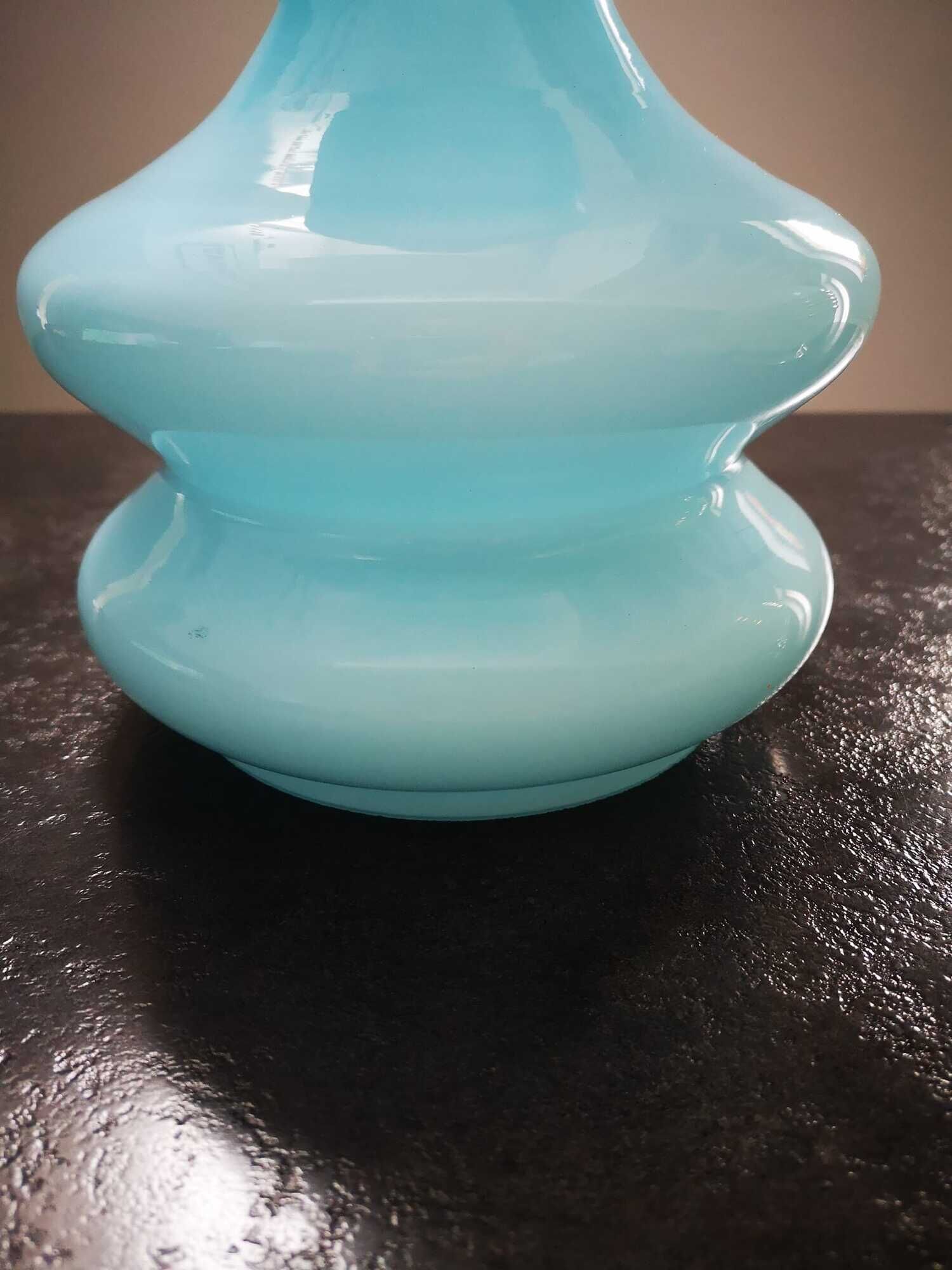 Abat-jour bleu tulipe globe verre design 1970 pop-art vintage
