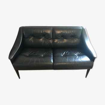 Black leather Dezza sofa by Gio Ponti