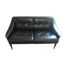 Black leather Dezza sofa by Gio Ponti