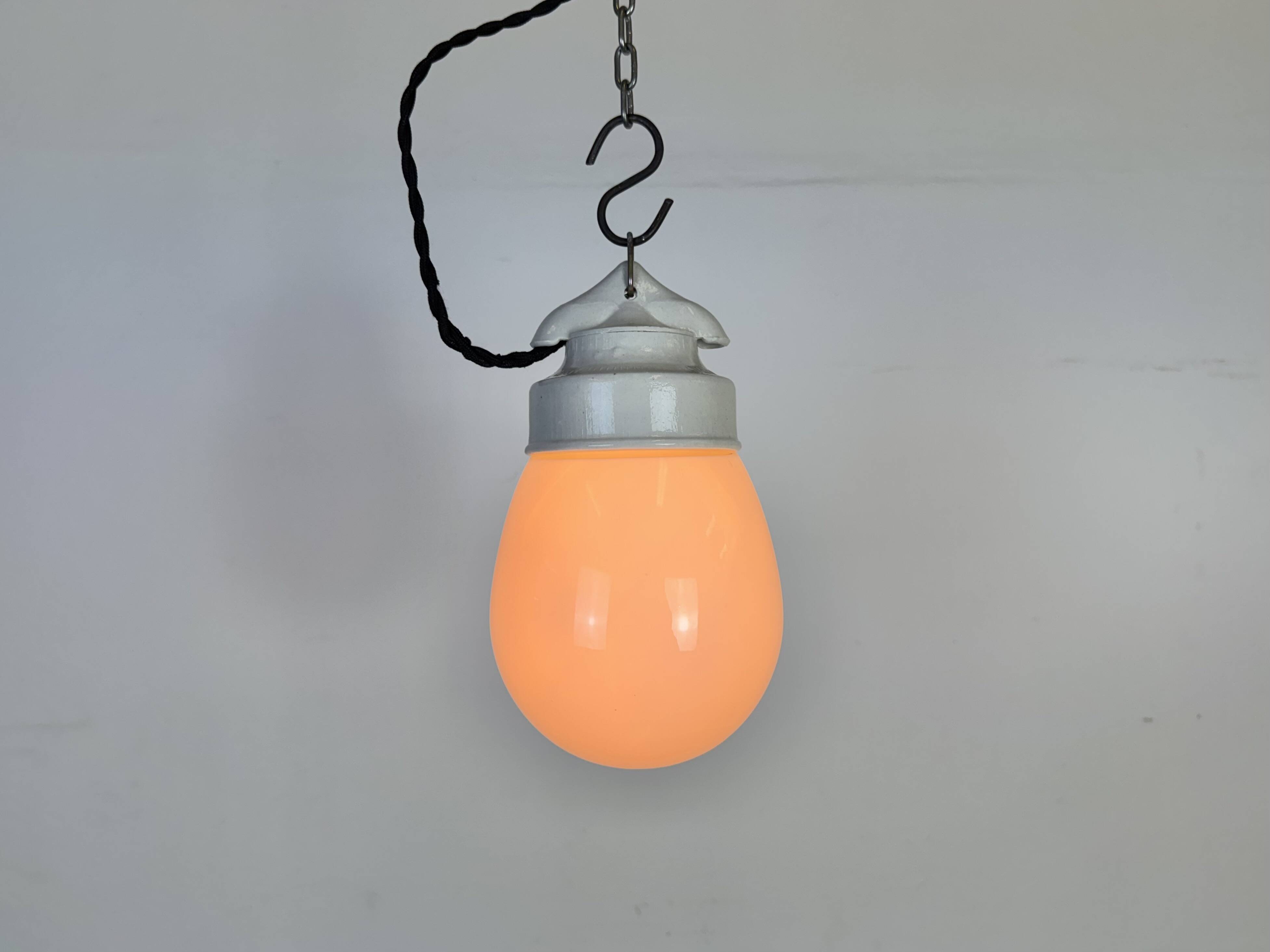 Vintage White Porcelain Pendant Light, 1970s