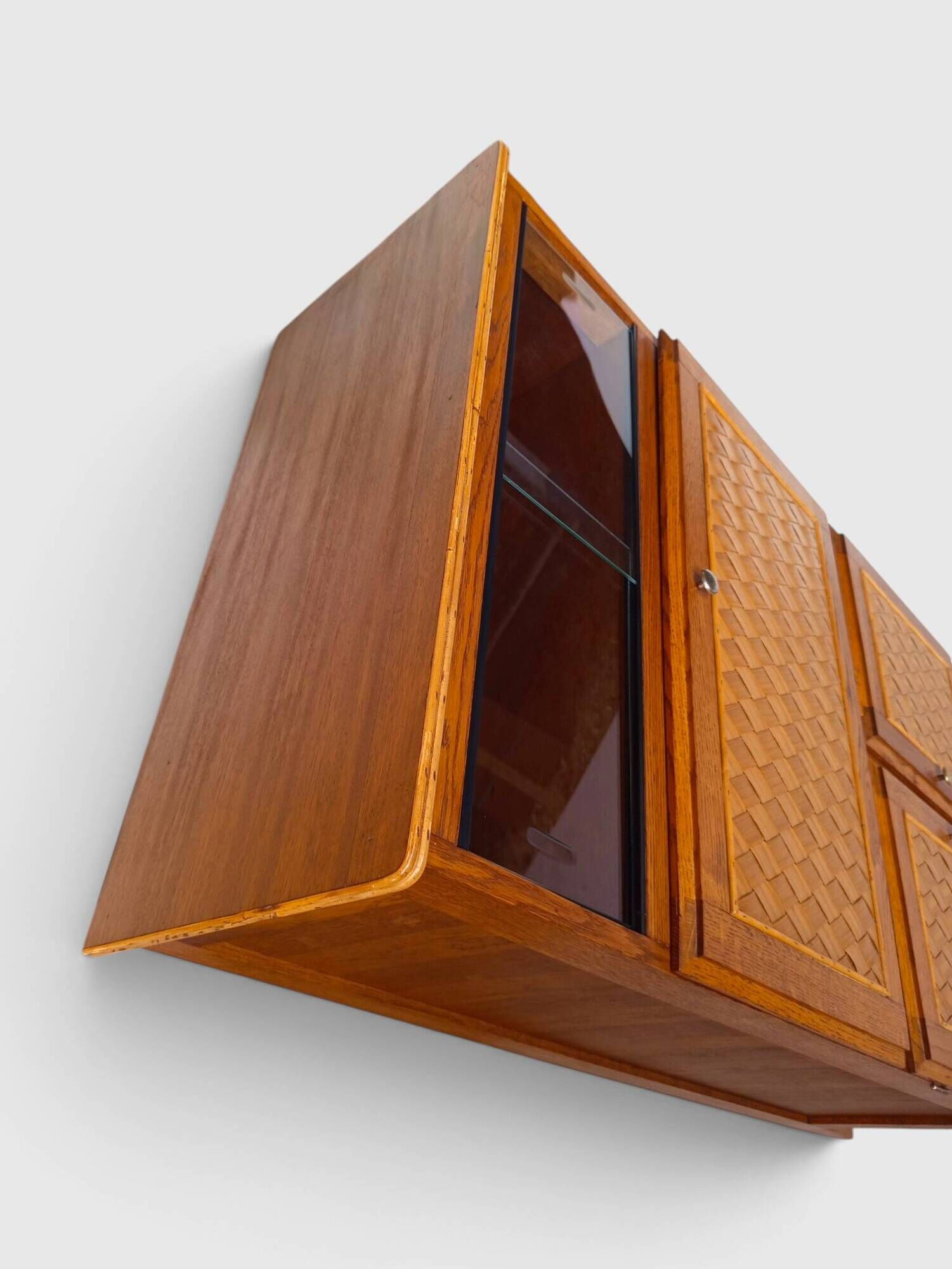 Vintage oak secretary with chestnut inlays – 1960