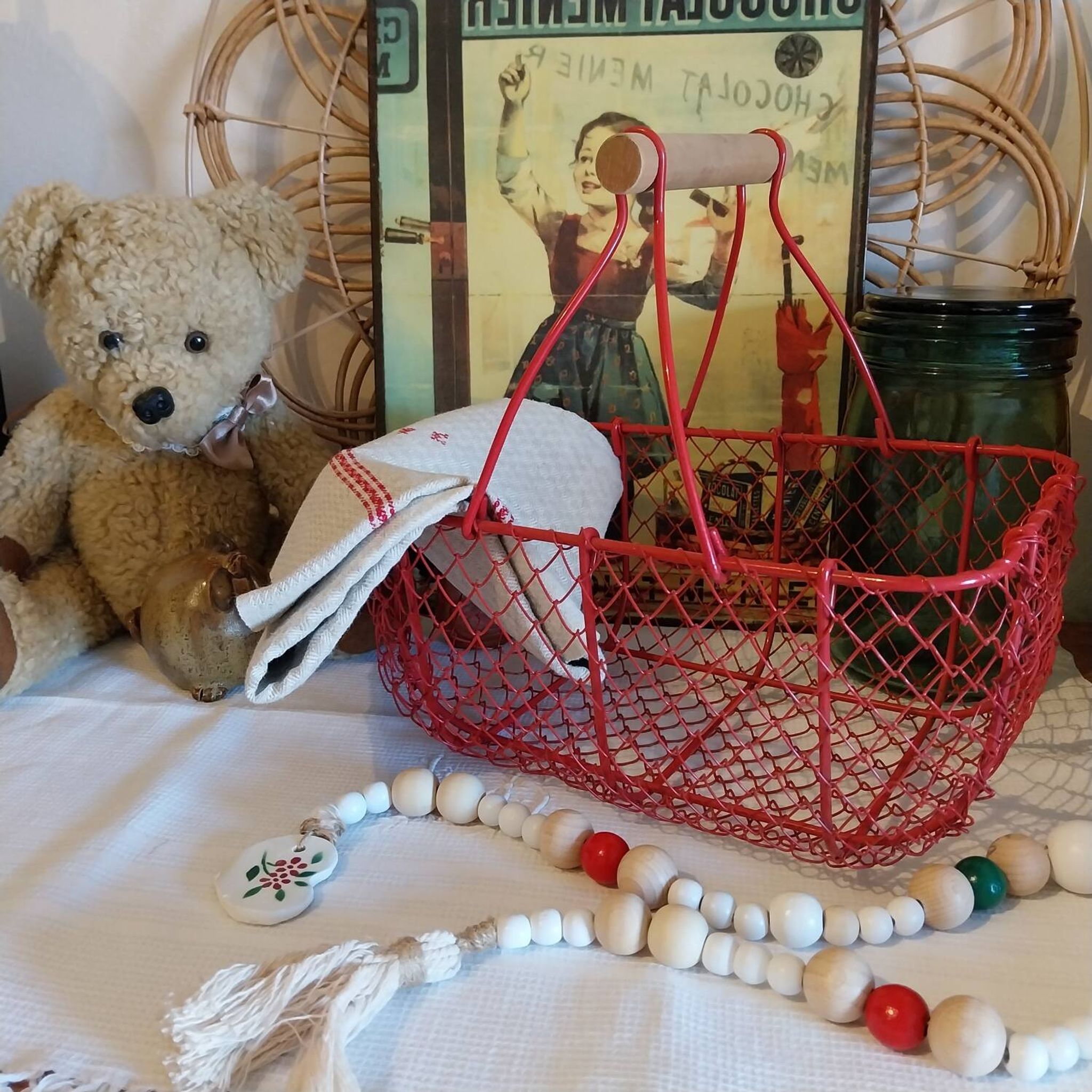 Panier vintage en fer de grillage