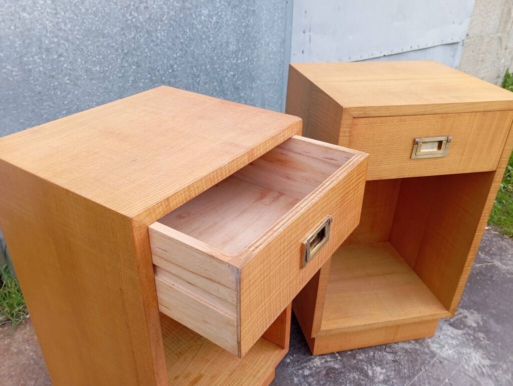 Pair of elm bedside tables