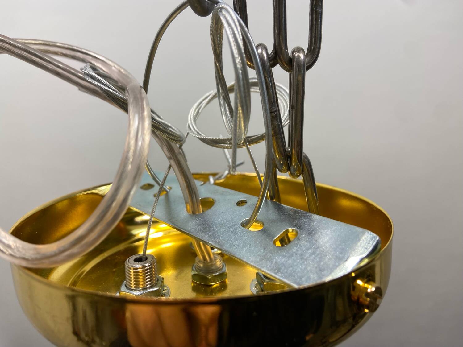 Murano Glass Rod Brass Light Pendant 1980’s