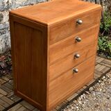 Vintage chest of drawers in solid raw wood from 1950