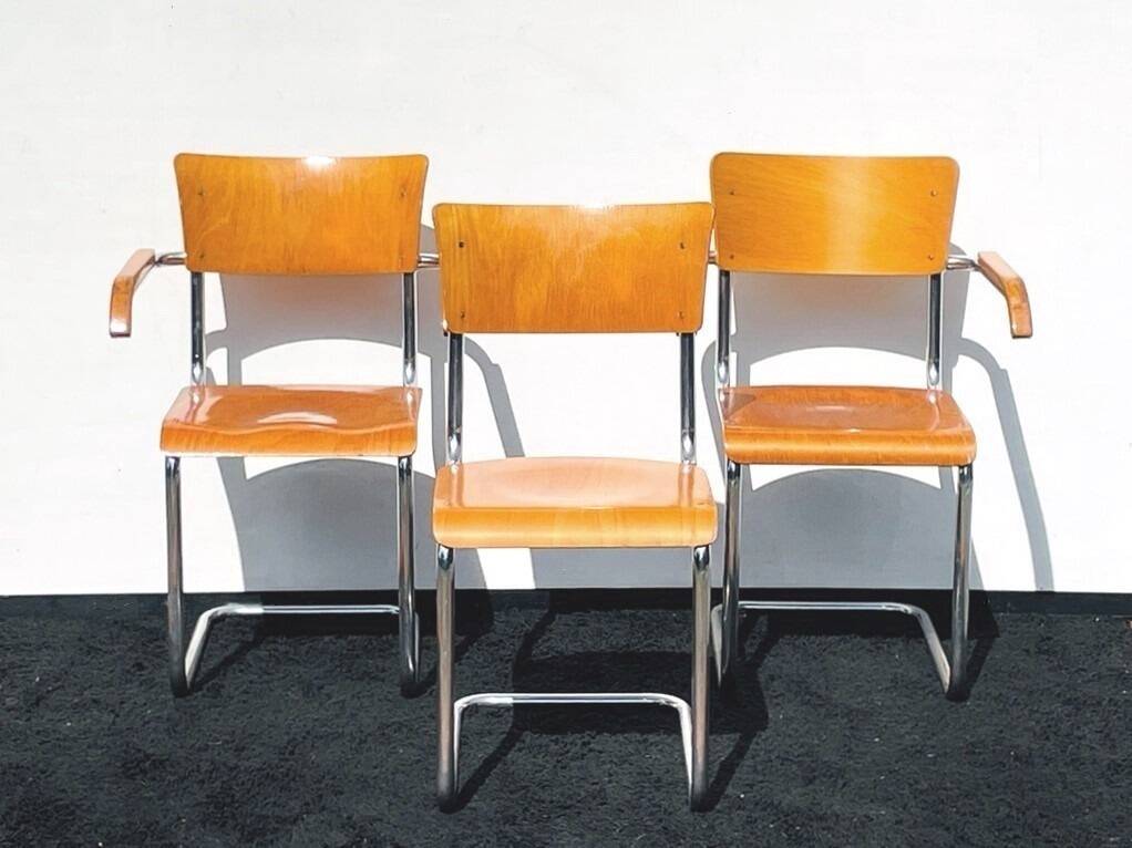 3 Vintage Bauhaus chairs by Mart Stam. 1930s