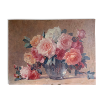 Peinture bouquet de roses nature morte