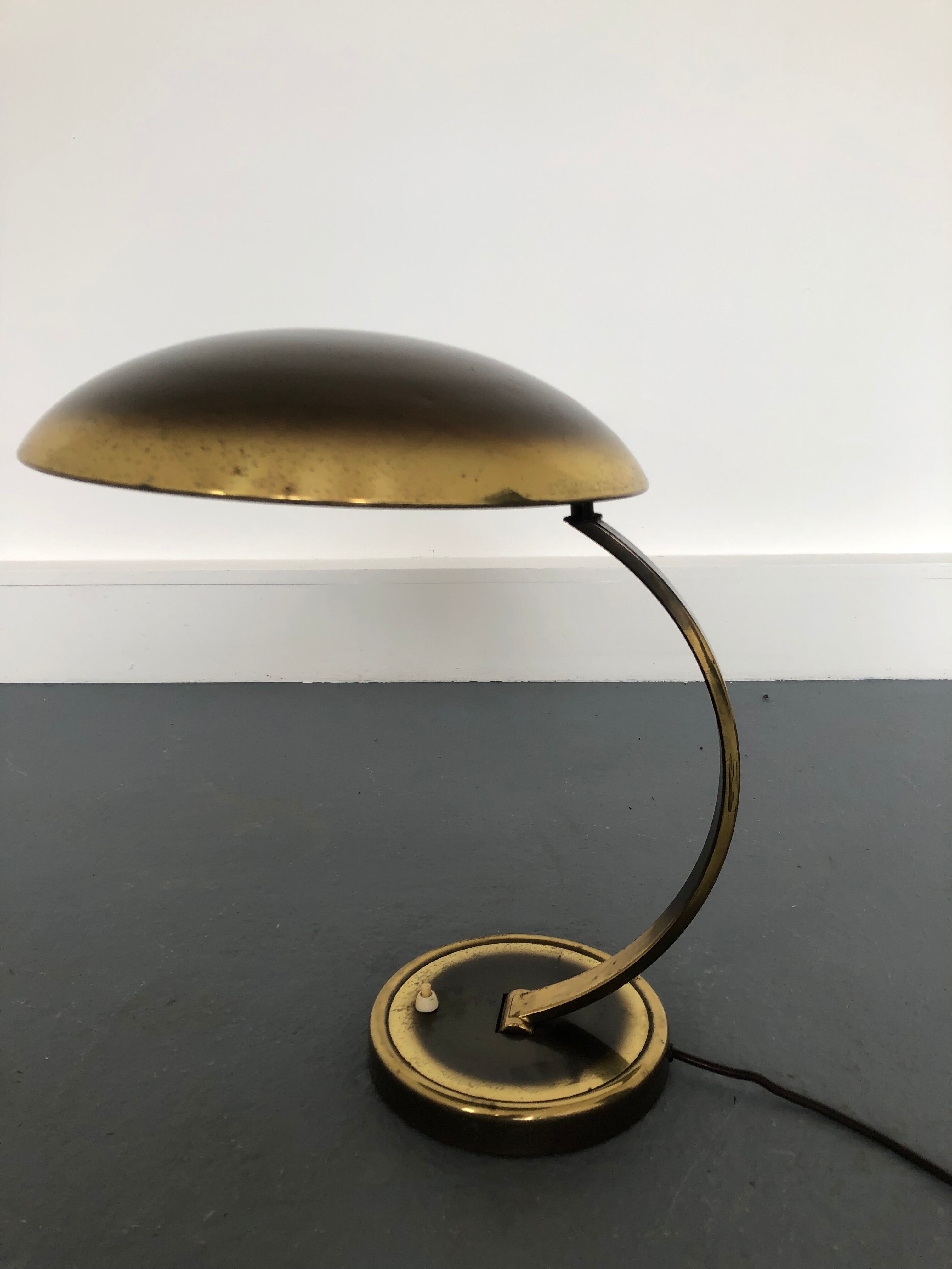 Brass bauhaus desk lamp 6751 by christian dell for kaiser leuchten, 1930s