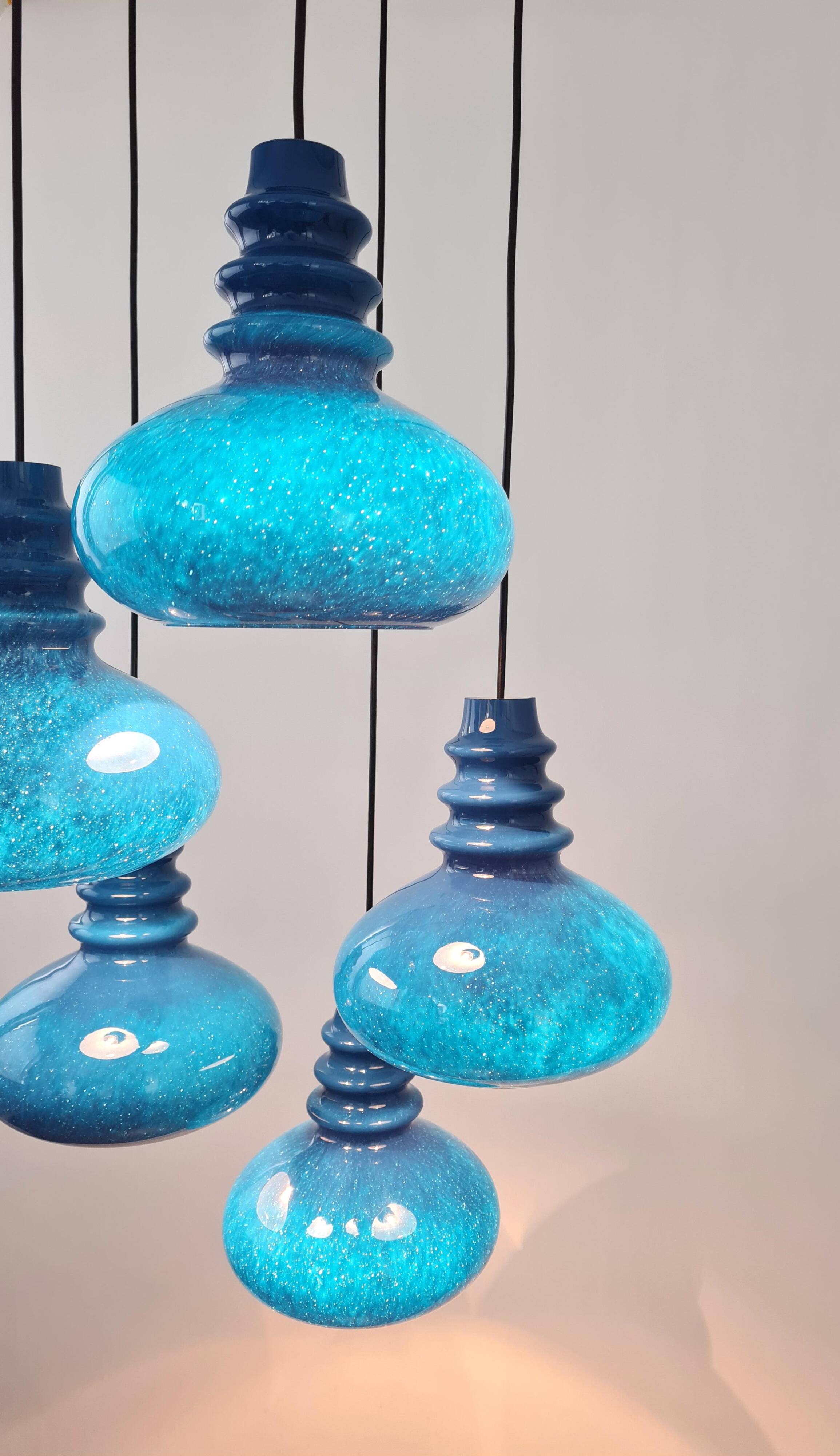 Large cascading glass chandelier design by Peill Putzler, Germany, 1970s.