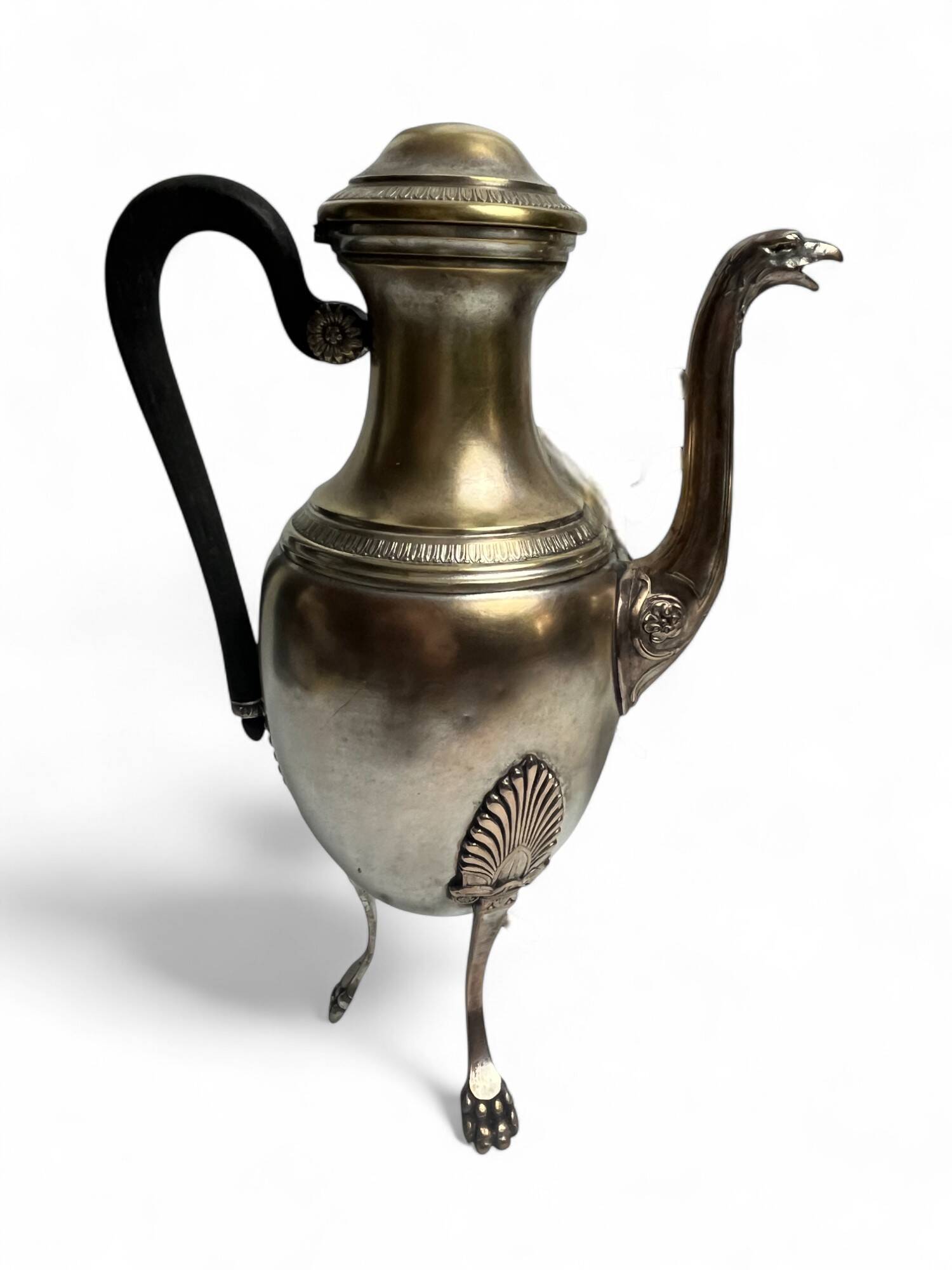 Set of three silver-plated tripod jugs, Empire, late 19th century