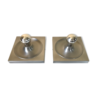 Pair of vintage aluminum wall lamps design 70 years