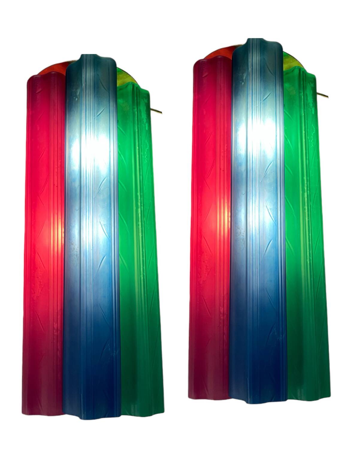 Lot de 2 appliques Tronchi en verre multicolore Pop Art des années 1970