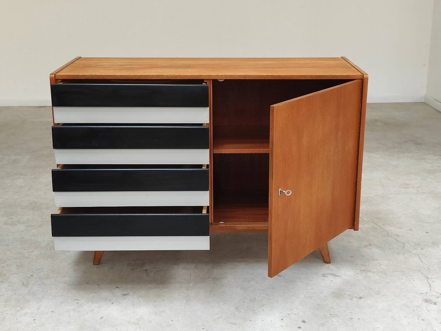 U-458 black and white sideboard by Jiri Jiroutek for Interier Praha