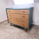 Commode vintage années 60 – restaurée – vert cactus & bois naturel