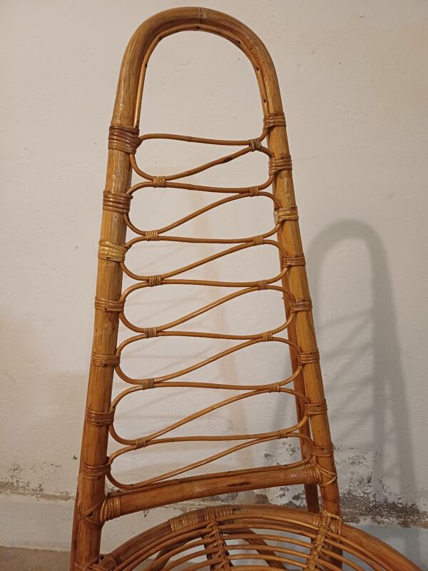 Chaise haute en rotin,  bambou