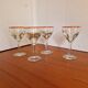 Set of 4 Blown Glass Bistro Glasses with Red Rim