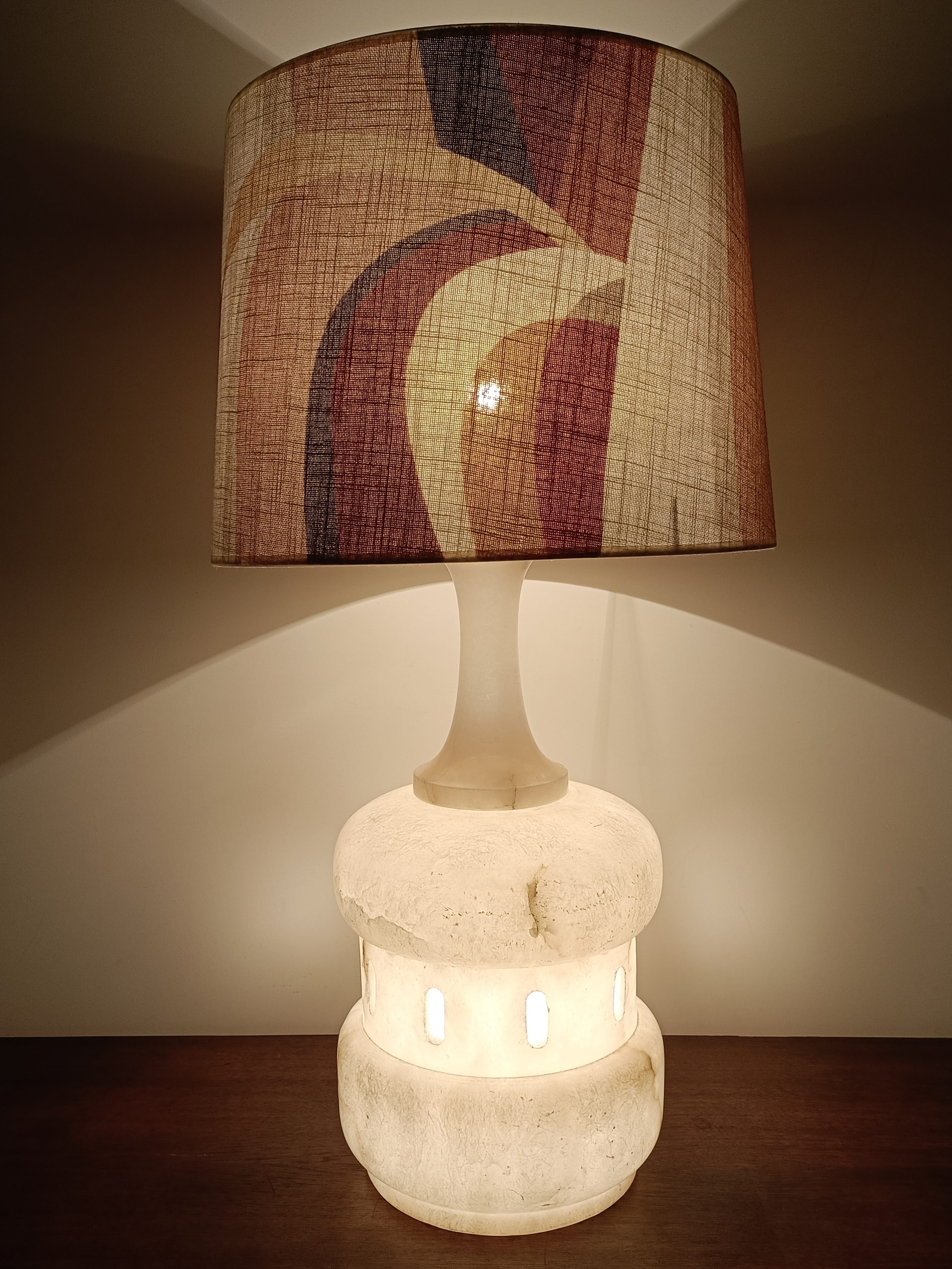 Vintage lamp from 1970 in alabaster - Italian lampshade