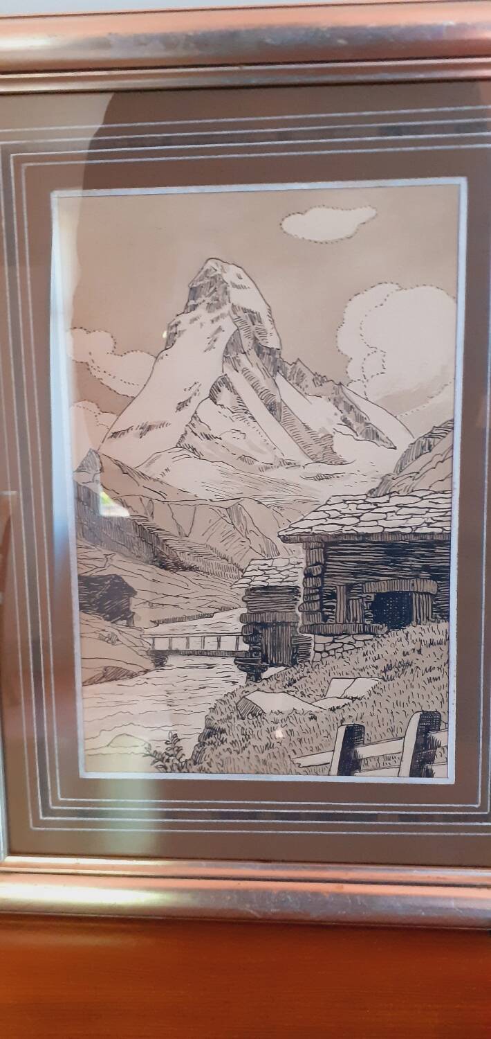 Art Deco Ink Drawing 1930 Framed