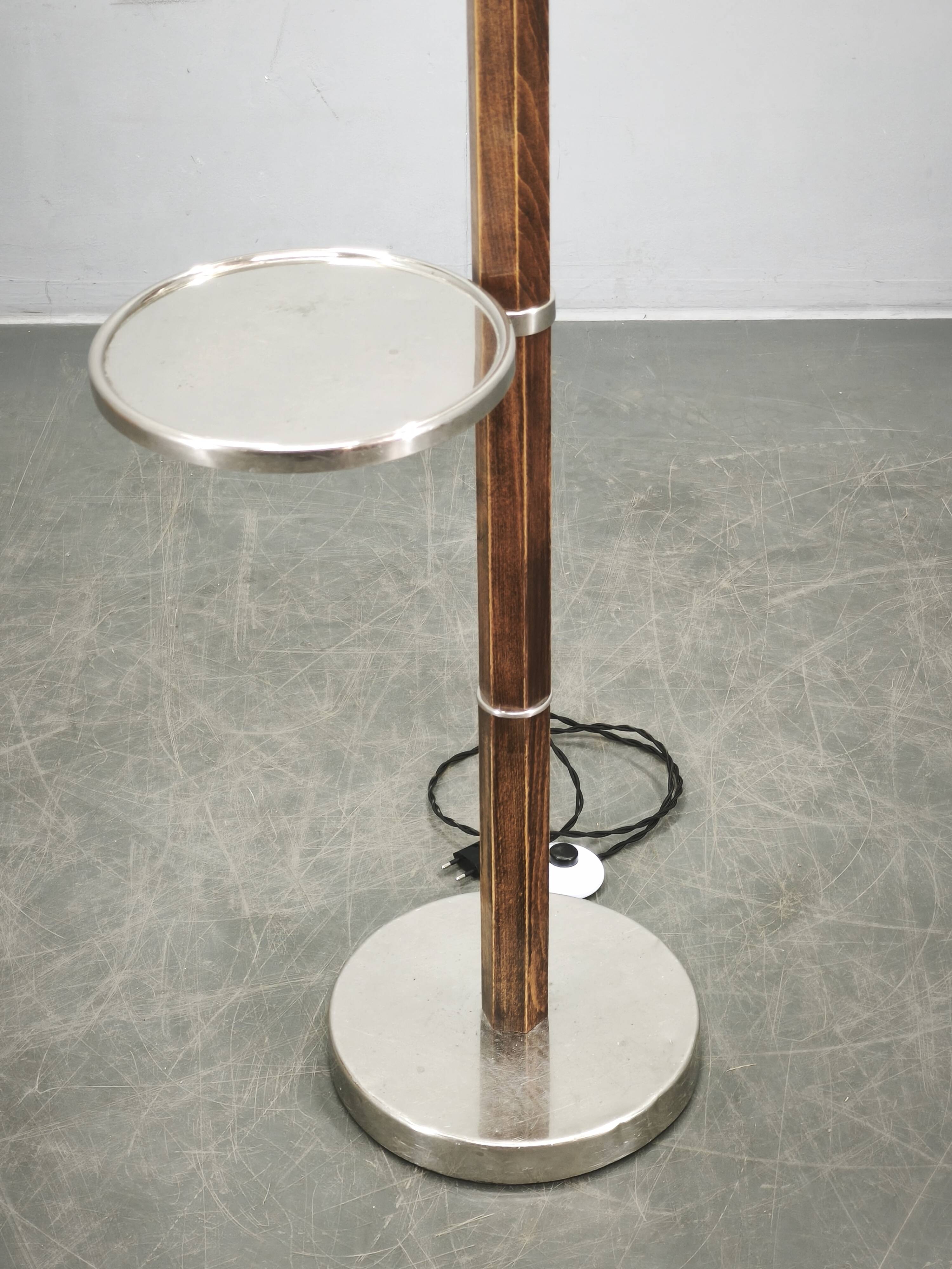 Czech Art Deco Adjustable Floor Lamp with Table, 1930s
