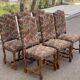 6 Louis XIV chairs made of solid wood with sheep bone and 19th-century floral fabric.