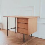 Renovated vintage modernist desk, metal & oak, 1950s/60s