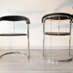 Pair of Bauhaus armchairs in leather and chrome, 70/80s