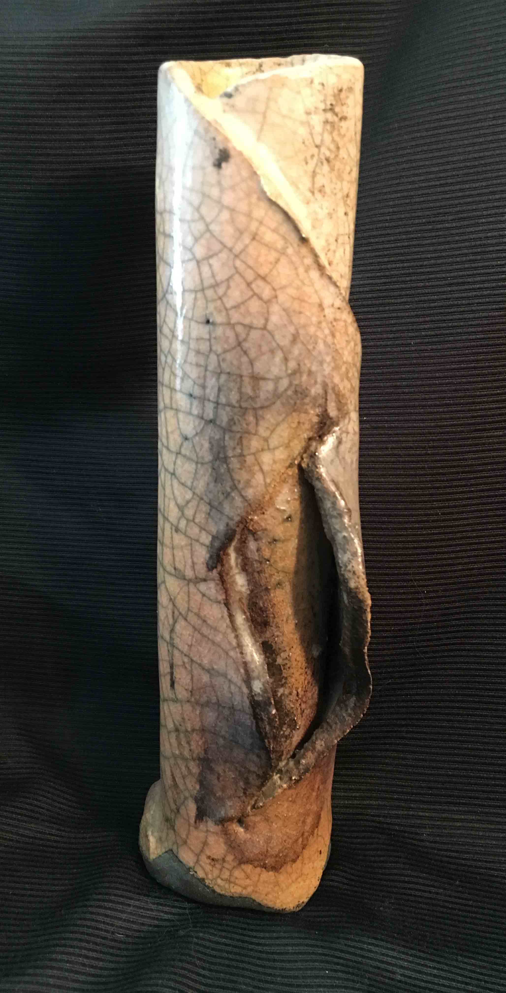 Deux vases céramique émail Raku craquellé