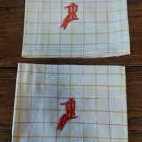 Serviettes de table série de deux coton à carreaux monogramme LR 53 X 57 cm