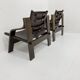 Ensemble de 2 fauteuils en cuir brutalistes, années 1970.