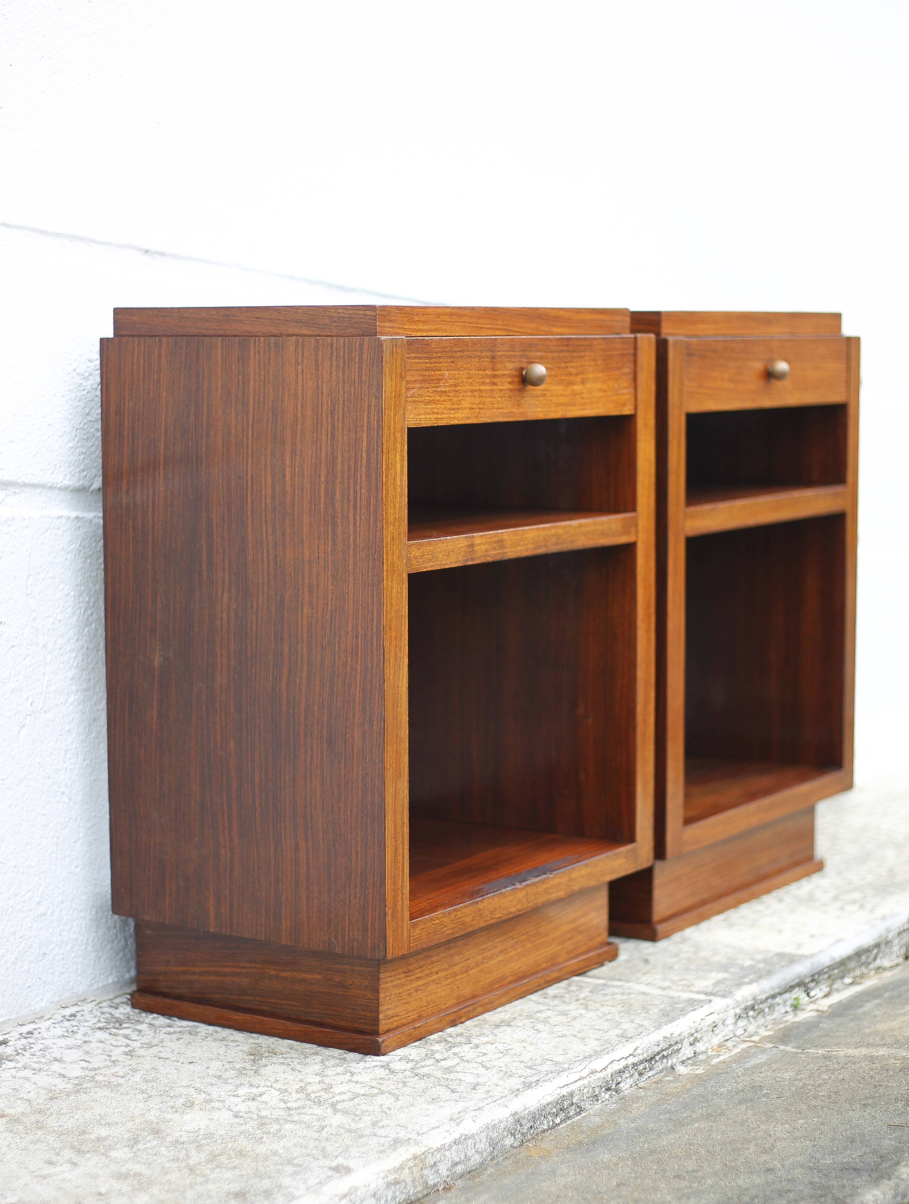 Pair of art deco nightstands, art deco wooden bedside tables, can end